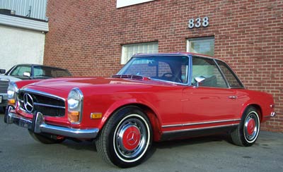 Signal Red (DB568) is the color of this stunning 1970 Mercedes-Benz 280SL. This W113 chassis was sold recently by Hatch & Sons and made a quick stop at our shop for a Lube, Oil, and Filter change, idler arm bushing replacement, and a detail before being shipped to it's new home in Switzerland.